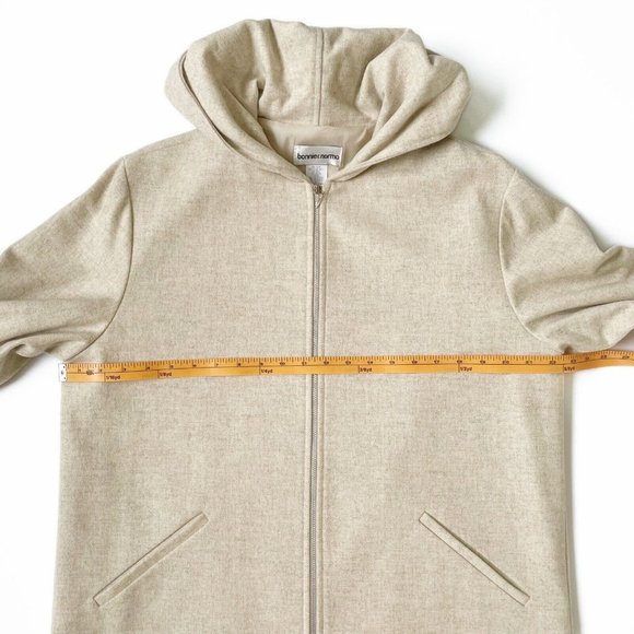 Bonnie & Norma Wool Blend Size Medium Full Zip Hooded Jacket Neutral Tan Vintage - Picture 12 of 13